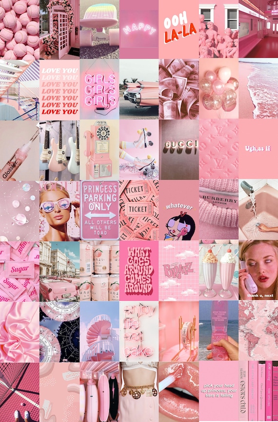 Aesthetic Wall Collage Kit Digital Vsco Boujee Pink Prints Art | Sexiz Pix