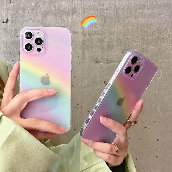 Cute Pink Rainbow Aesthetic Clear Iphone 14 13 12 11 Pro Max Etsy