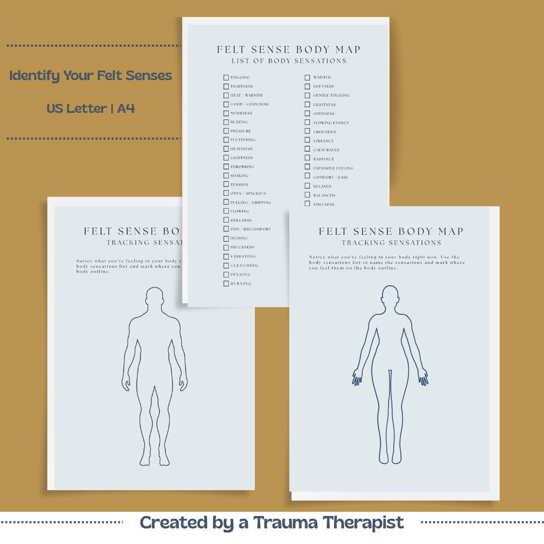 PTSD Somatic Therapy Worksheets: Felt Senses & Body Mapping (PDF) - Etsy
