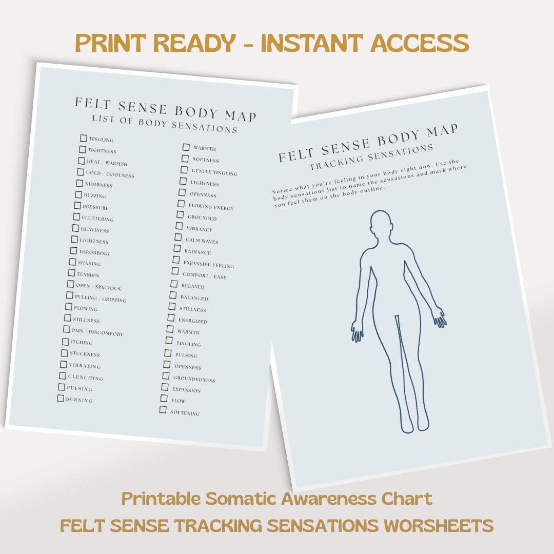 PTSD Somatic Therapy Worksheets: Felt Senses & Body Mapping (PDF) - Etsy