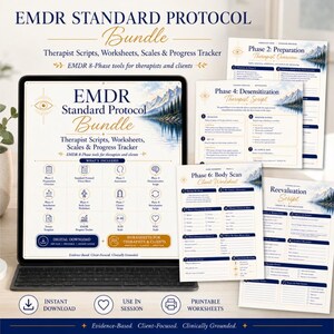 EMDR 8 Phase Protocol Bundle | emdr Standard Protocol Bundle | Therapist Scripts, Worksheets, SUD VOC Scales