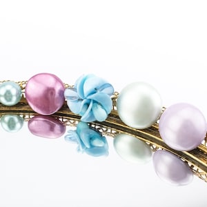 Upcycled Vintage Jewelry Magnets: Pearlescent Pastels, Cluster Beads, Button Domes, Set of 5