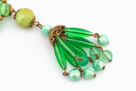 Vintage Green Tassel Necklace With Acrylic Beads … - image 7