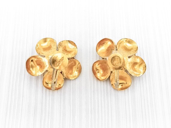 Vintage Coro Gold-Toned Flower Screw Back Earring… - image 4