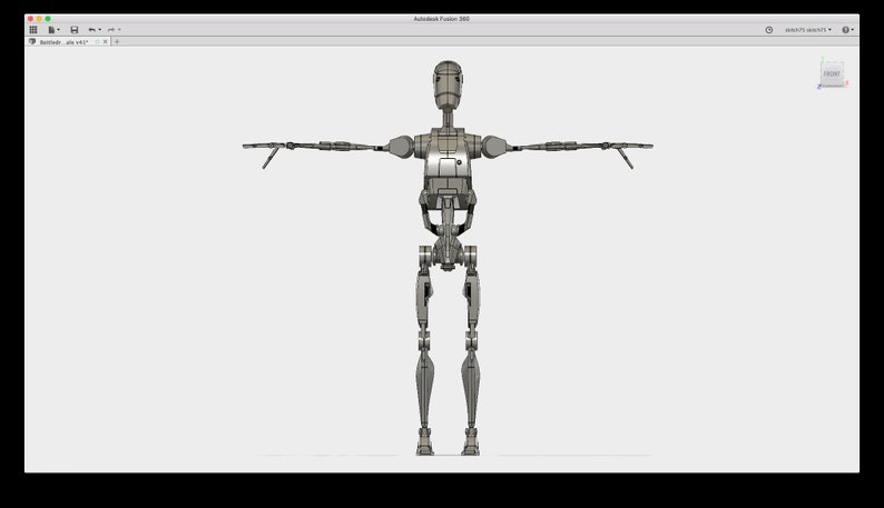 Może przedstawiać: Tr&oacute;jwymiarowy model robota o metalicznym, szarym wykończeniu. Robot stoi z wyciągniętymi ramionami i lekko ugiętymi nogami. Robot znajduje się w neutralnej pozie.