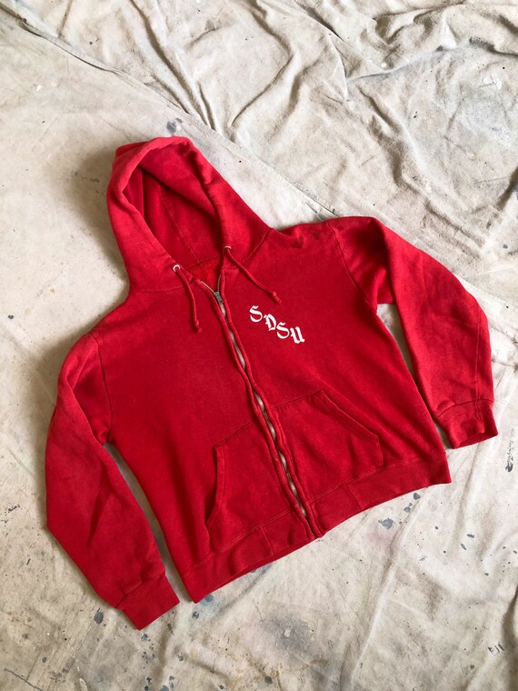 Vintage 1950s/60s San Diego State Red Zip Up Hoodi