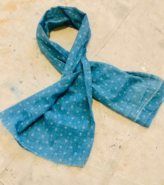 Beautiful 1890s Antique Indigo Calico Selvedge Sca