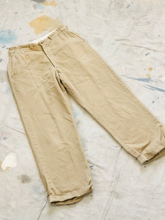 Vintage 1950s Big E Levis Tan Twill Workwear Trous