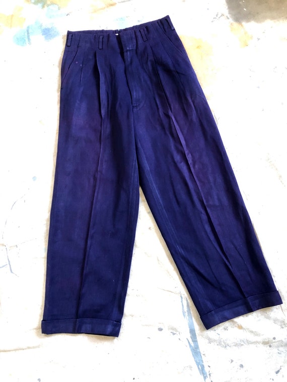 Glamorous Vintage 1950s Rayon Pleated Wide Leg Tro