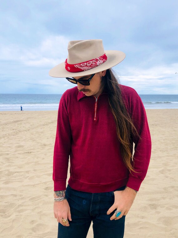 1970s Vintage Burgundy Quarter-Zip Sweatshirt