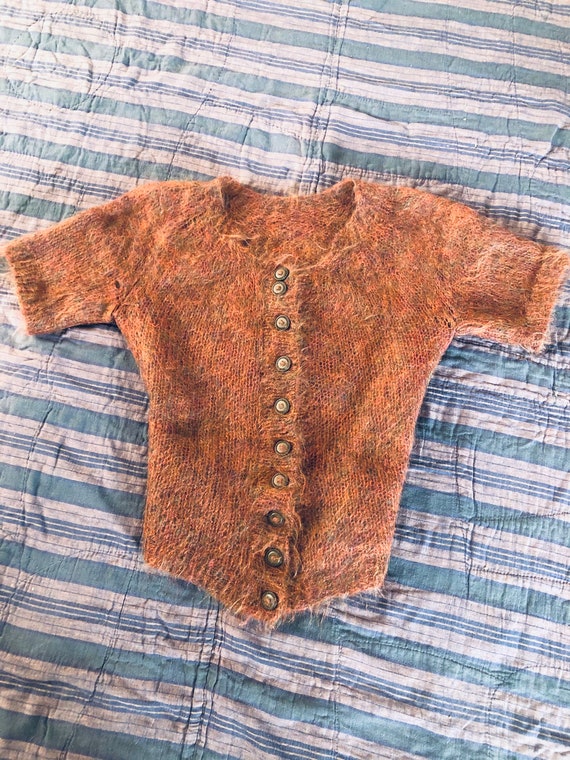 Vintage 1950s Autumnal Mohair Cardigan Sweater wit