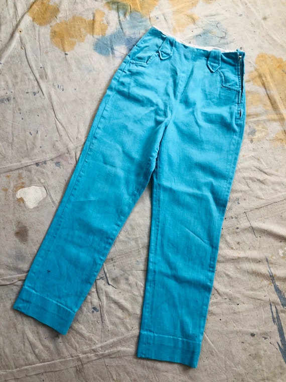 Vintage 1950s Fancy Yoked Side Zip Western Dungare