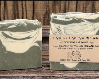 Cucumber Papaya Goat Milk Soap: Skin Renewing Face Body Bar