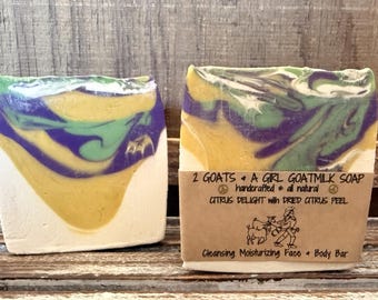 Citrus Delight Goat Milk Soap with Dried Citrus Peel | Moisturizing Face & Body Bar | Handmade Goat Milk Soap