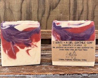 Exfoliating Goat Milk Soap: Pink Grapefruit Melon Berry, Walnut Shells, Pumice