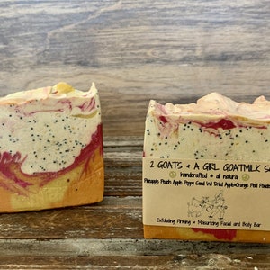 Saponetta Esfoliante Dolce Mela Pesca Ananas Semi di Papavero Latte di Capra Saponetta Viso Corpo Barra Idratante Delicata Esfoliante