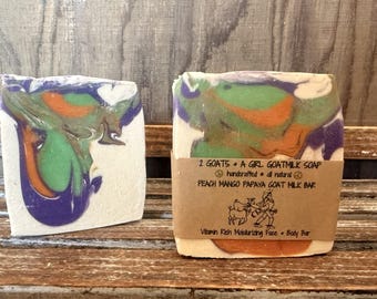 Peach Mango Papaya Goat Milk Soap:  Moisturizing Face and Body Bar