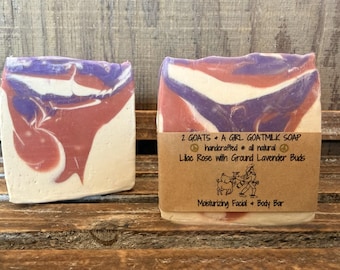 Lilac Rose Goat Milk Soap: Ground Lavender Buds Moisturizing Face & Body Bar