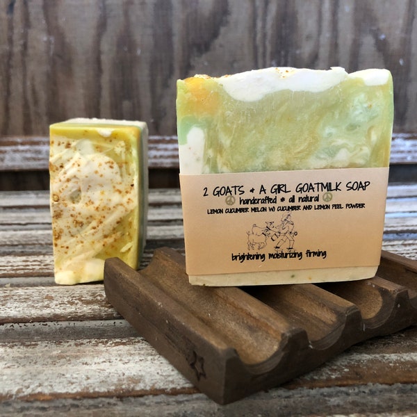 Lemon Cucumber Melon W) Cucumber and Lemon Peel Powder  Goat Milk Soap Moisturizing Face and Body  Bar