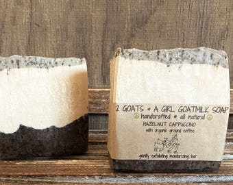 Hazelnut Cappuccino Goat Milk Soap, Ground Coffee Exfoliating Bar