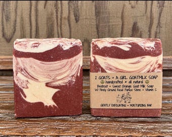 Exfoliating Beetroot Sweet Orange Goat Milk Soap: Cleansing Moisturizing Face & Body Bar