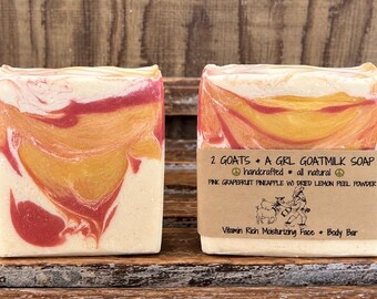 Pink Grapefruit Pineapple Goat Milk Soap: Moisturizing Face and Body Bar