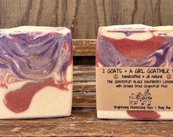 Pink Grapefruit Black Raspberry Lemonade Goat Milk Soap – Moisturizing Face Body Bar