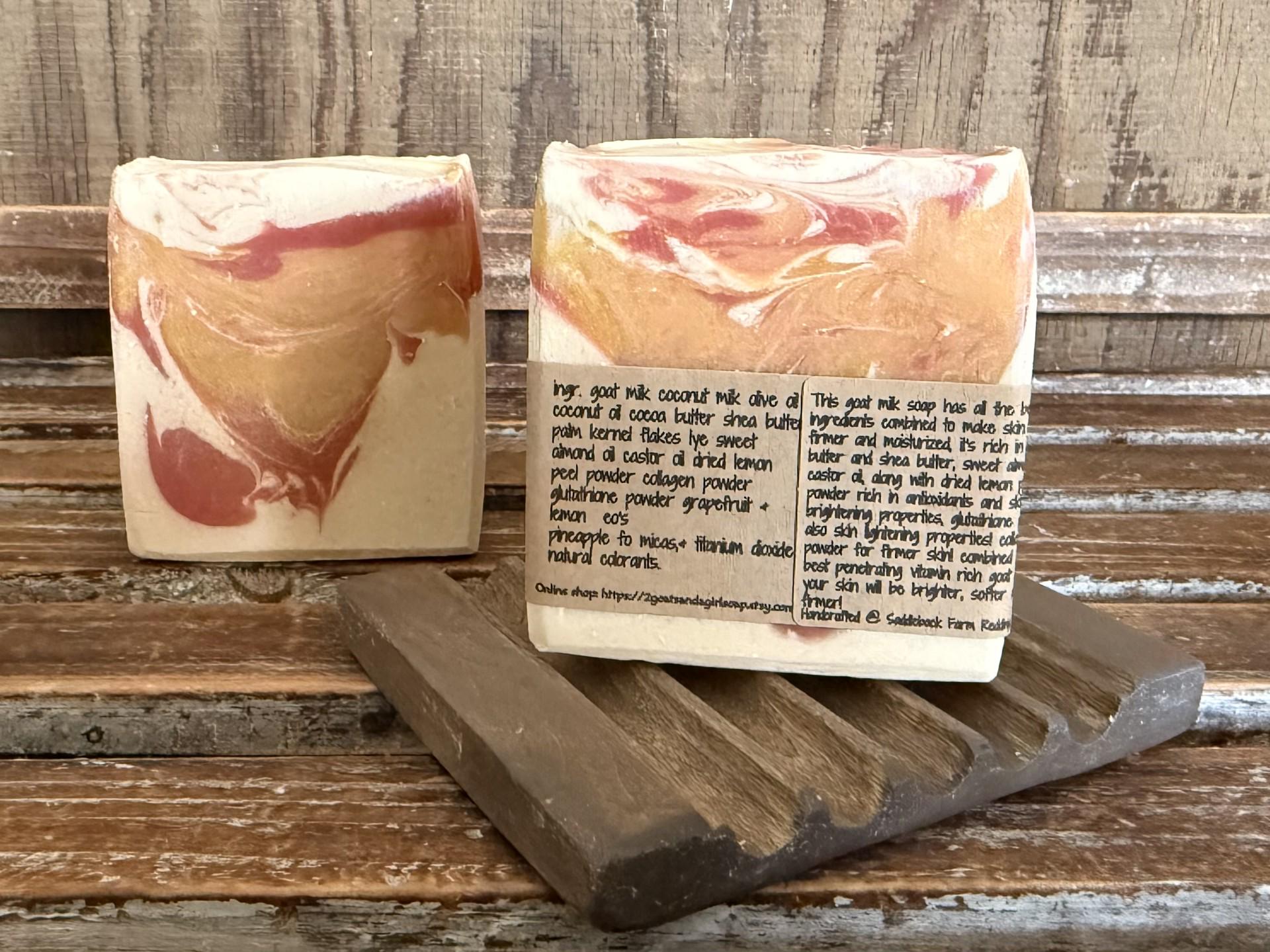 Pink Grapefruit Pineapple Goat Milk Soap: Moisturizing Face and Body Bar Pink Grapefruit Pineapple Goat Milk Soap: Moisturizing Face and Body Bar