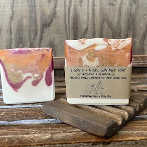 Pineapple Mango Lemonade Goatmilk Soap With Dried Lemon Peel Powder Moisturizing Goatmilk Soap Face & Body