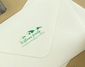 Sello de dirección personalizado: tinta verde, autoentintable, dirección de retorno