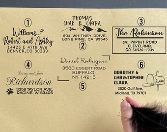 Sello de goma con dirección de retorno personalizada: sello de madera personalizado