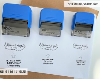 Sello de goma personalizado para bodas: monograma, reserva la fecha, agradecimiento, autoentintable