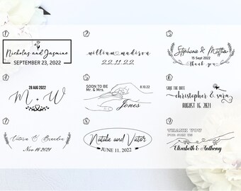 Sello de boda personalizado: reserva la fecha, monograma, agradecimiento (autoentintable o de goma)