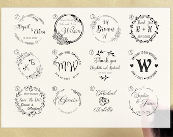 Sello de boda personalizado: sello de goma personalizado, reserva la fecha, agradecimiento