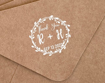 WEDDING THANK YOU | Custom Wedding Gift | Custom Rubber Stamp | Wedding Welcome | Wood Stamp | White Ink for Dark Envelope and Invitation