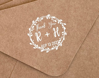 Sello de goma de agradecimiento de boda personalizado: papelería personalizada