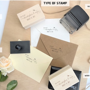Type of Stamps
Self-Inking Stamp - Best seller, COLOP models, highly recommended. More then 
12,000 impressions.
Wood Stamp - A classic. 
Plastic Stamp. Made from recycled plastic. You can add Black Ink Pad chosen in the drop down.