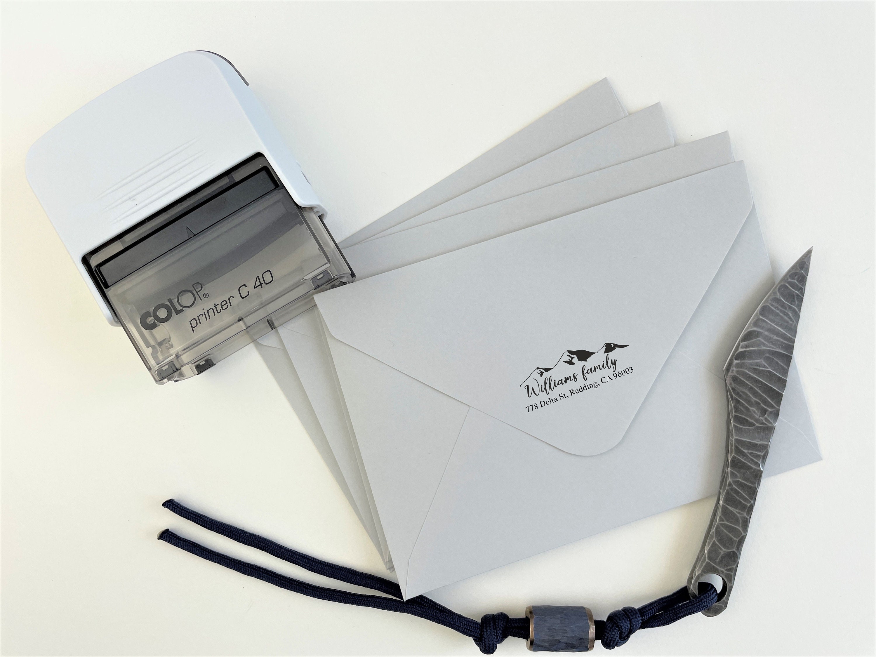 WHITE INK STAMP Return Address Stamp Stamp for Black Etsy