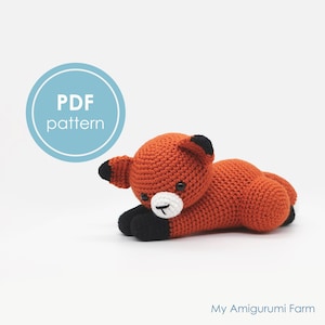 PATTERN: crochet sleepy fox pattern - amigurumi sleepy fox pattern - woodland animal - forest animal - PDF pattern