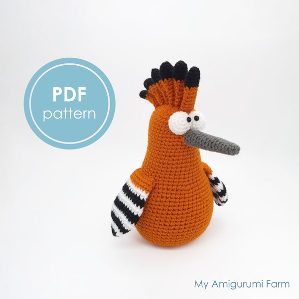 PATTERN: crochet hoopoe – amigurumi hoopoe – bird pattern – crochet bird – amigurumi bird – crochet bird pattern – PDF digital download