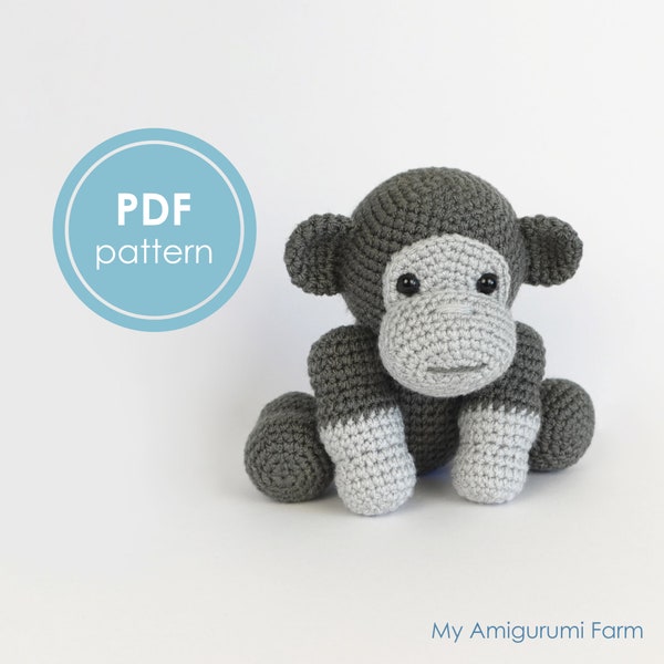 PATTERN - Small Gorilla pattern - amigurumi gorilla pattern - crochet gorilla - monkey - gorilla - cute - small - crochet pattern