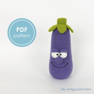 PATTERN: crochet eggplant pattern - crochet aubergine pattern - amigurumi eggplant - amigurumi aubergine - plant - vegetable - PDF pattern