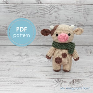 PATTERN: Crochet cow pattern – Amigurumi cow pattern – crochet cow - crocheted farm animal pattern - PDF crochet pattern – tutorial