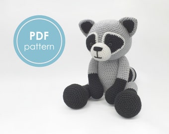 PATTERN: crochet raccoon pattern – amigurumi raccoon pattern – crochet woodland animal pattern – amigurumi animal pattern – pdf - tutorial