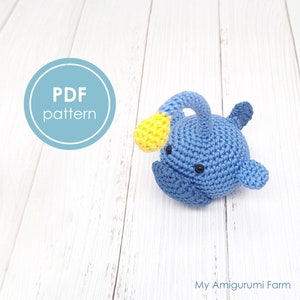 PATTERN: crochet small anglerfish pattern – amigurumi anglerfish – deep sea monster – sea creature – small amigurumi – crochet fish – PDF