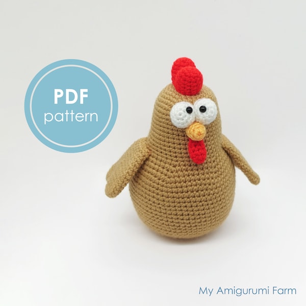 PATTERN: crochet hen pattern – amigurumi hen pattern – crochet farm animal pattern – amigurumi animal pattern – chicken - PDF - tutorial