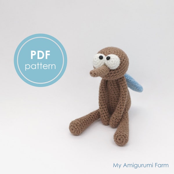 PATTERN: Crochet mosquito pattern - Amigurumi mosquito pattern - crocheted parasite pattern – crochet insect pattern - PDF crochet pattern