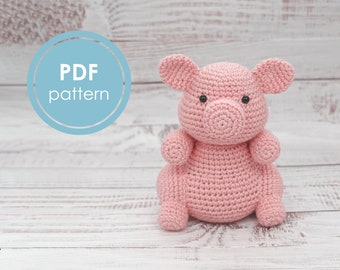 PATTERN: crochet pig pattern - amigurumi pig pattern - crochet animal pattern - amigurumi animal pattern - piglet - farm animal - PDF