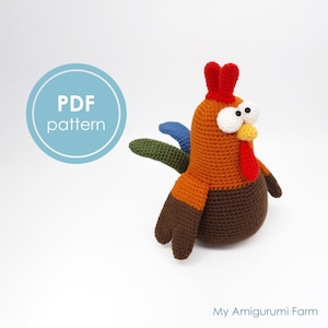 PATTERN: Rooster Amigurumi pattern - crochet rooster pattern - rooster - farm bird - bird - poultry - crochet pattern - amigurumi pattern