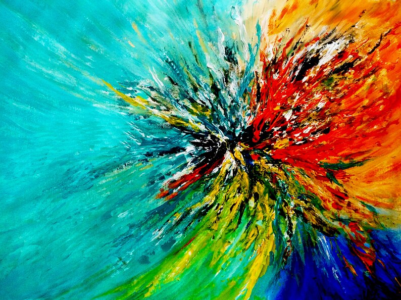 Blue And Orange Wall Art Extra Large Oversized Custom Hand Made Abstract Painting Unique Modern Contemporary Decor Living Room